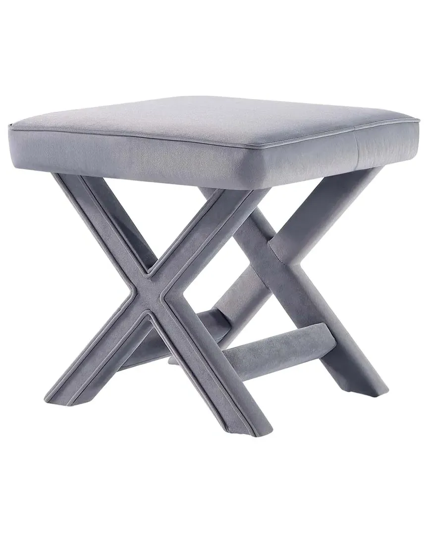 Abigail Upholstered Bench - Grey, Velvet