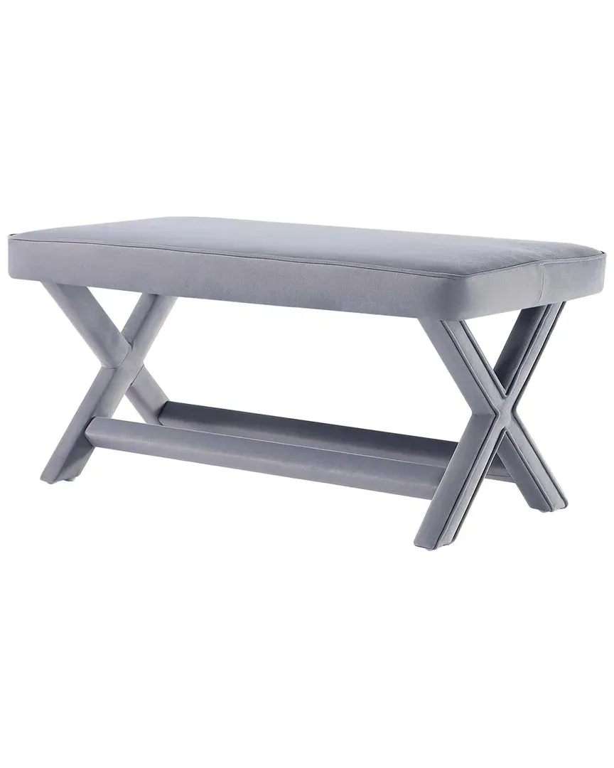 Abigail Upholstered Bench - Grey, Velvet