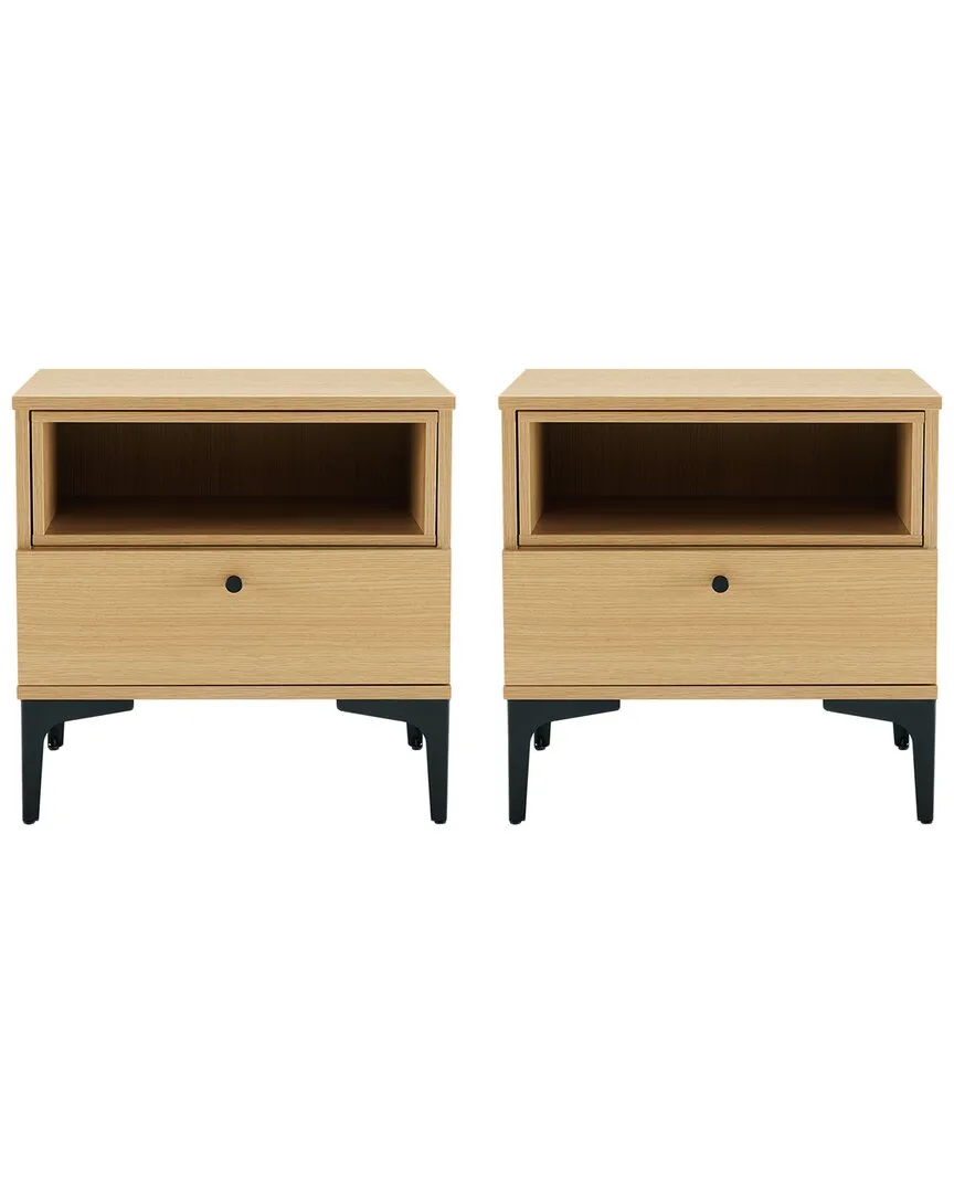 Amara Nightstand with Drawer - Brown, MDP