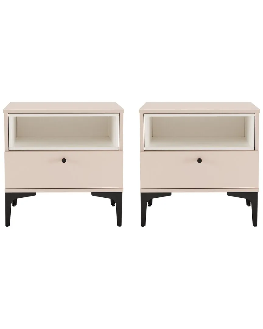 Amara Nightstand with Drawer - Pink, MDP