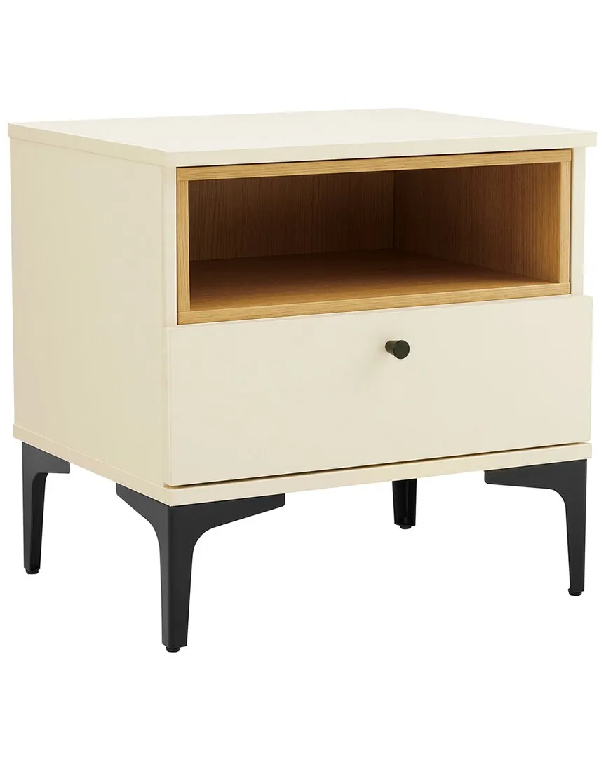 Amara Nightstand with Drawer - White, MDP