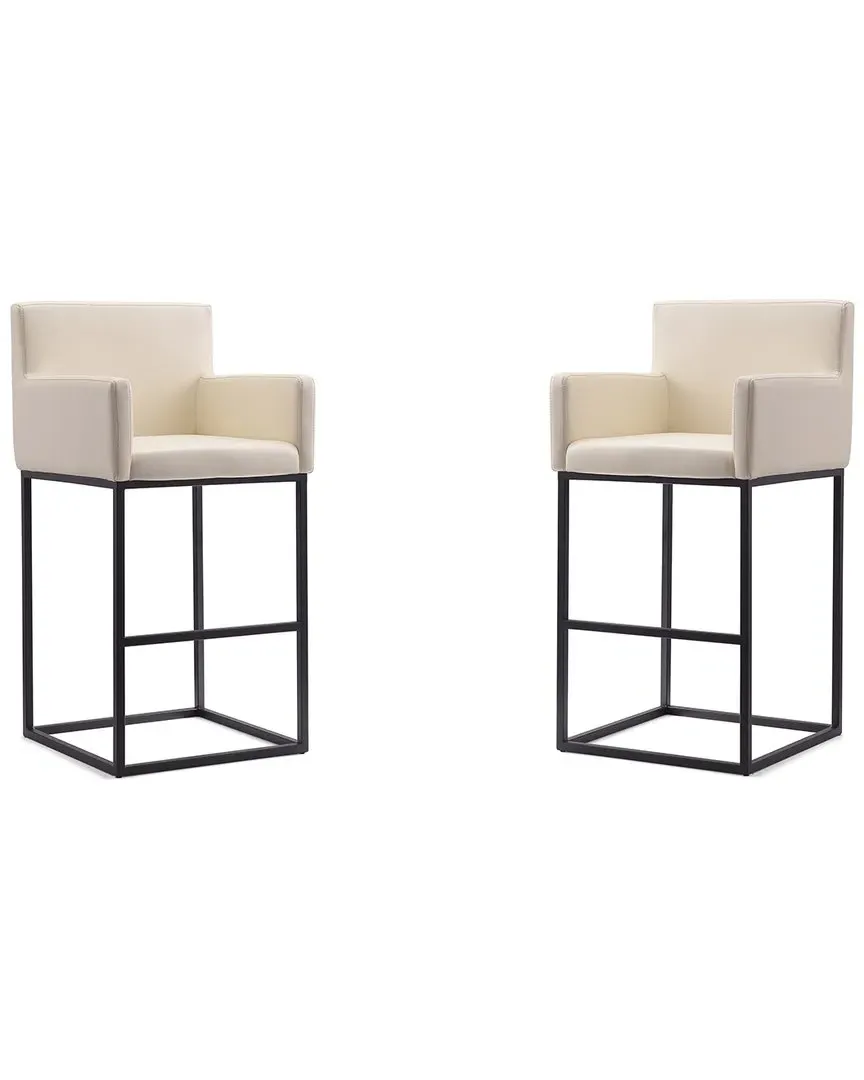 Ambassador Set of 2 Bar Stools - Cream, Metal image