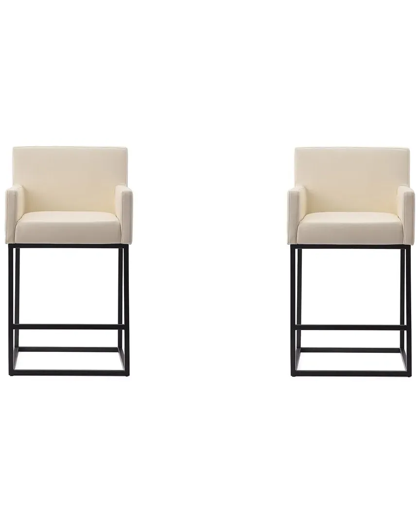 Ambassador Set of 2 Counter Stools - Cream, Metal image