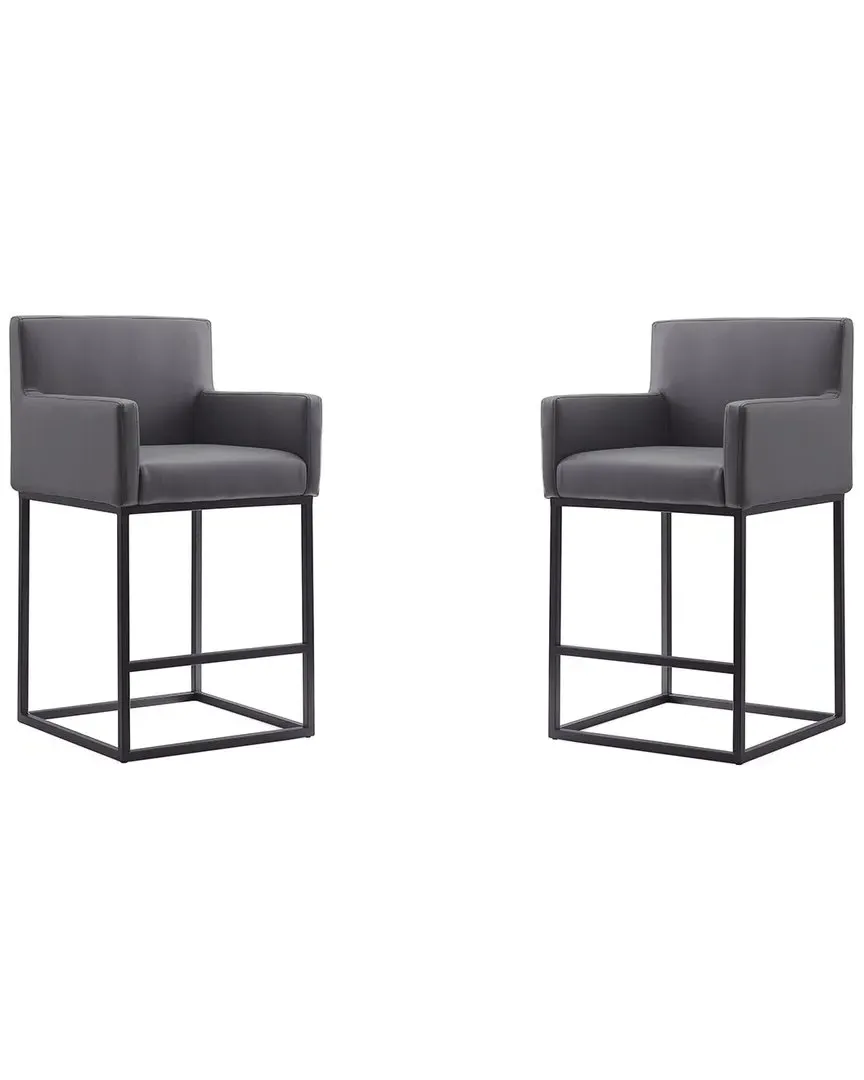 Ambassador Set of 2 Counter Stools - Grey, Metal