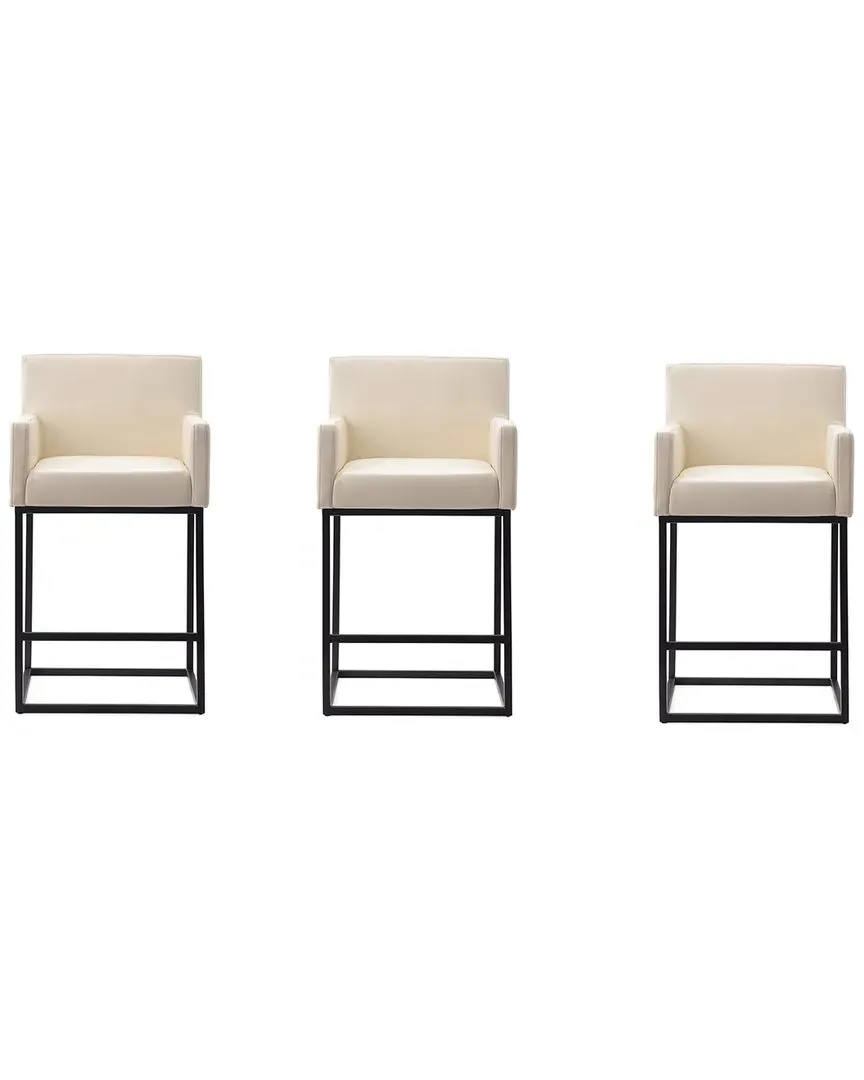 Ambassador Set of 3 Counter Stools - Cream, Metal image