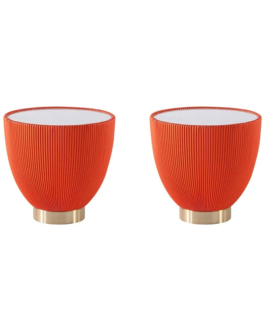 Anderson 2 Upholstered End Table - Orange, Leatherette
