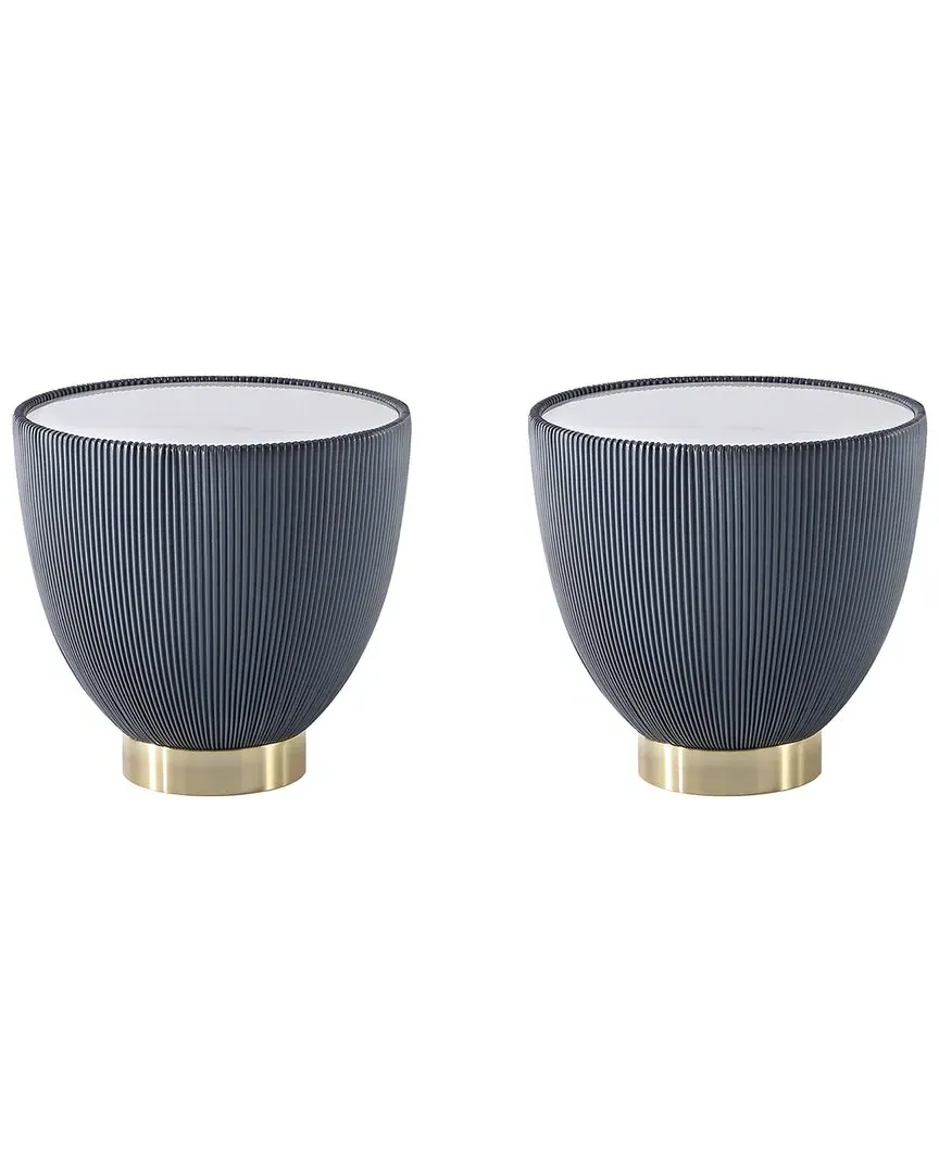 Anderson 2 Upholstered End Tables Set of 2 - Grey, Leatherette