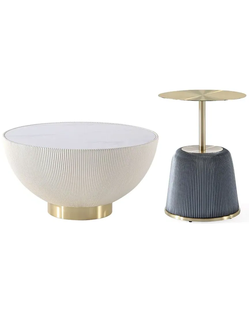 Anderson Coffee Table and End Table Set - Cream, Leatherette