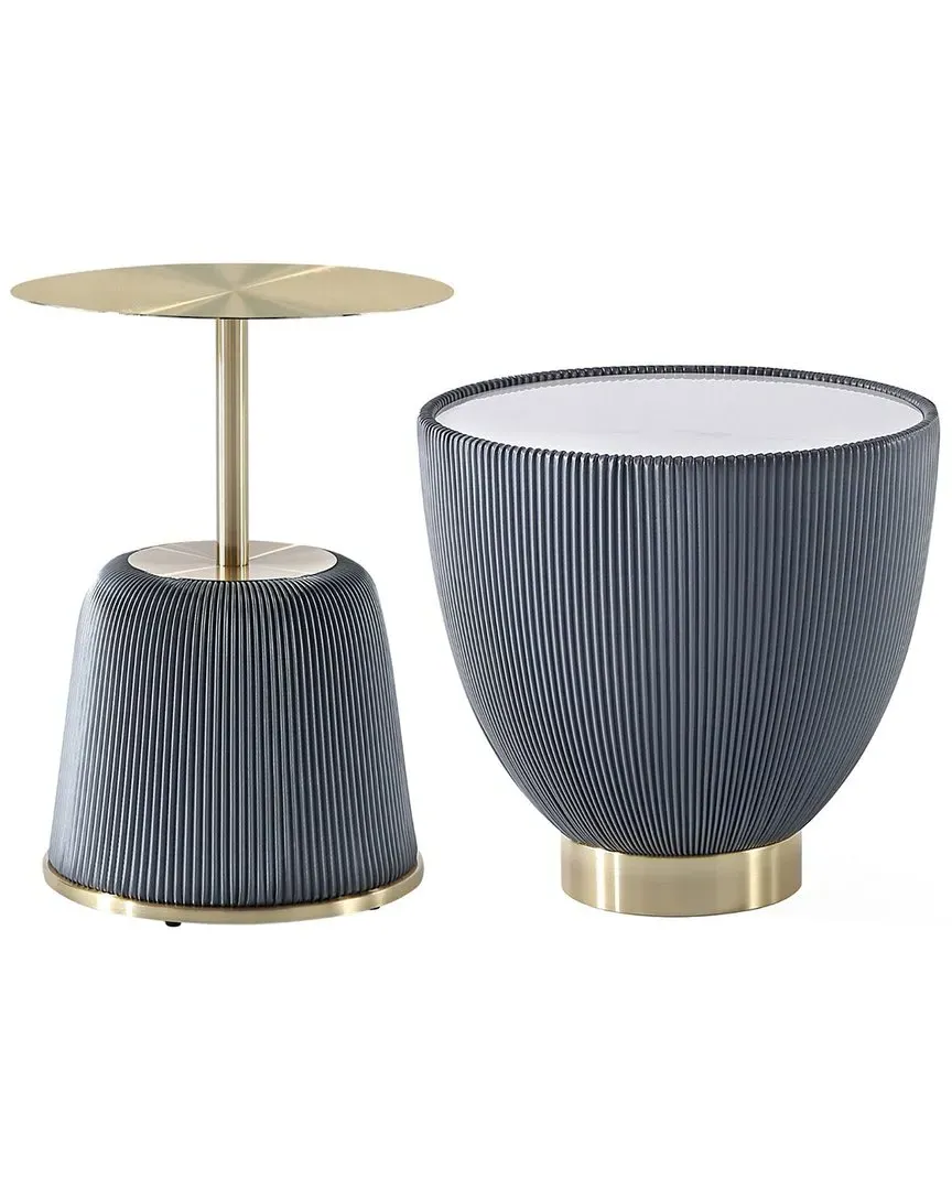 Anderson End Table Set of 2 - Grey, Leatherette