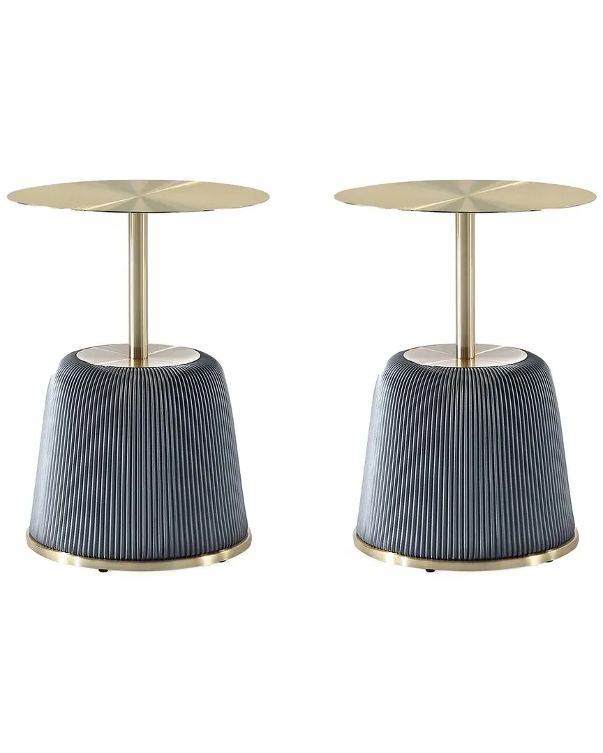 Anderson Set of 2 End Tables - Grey, Leatherette
