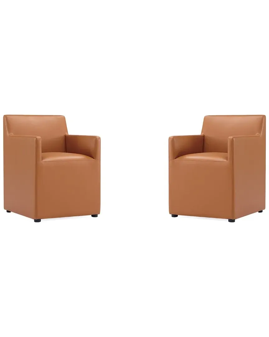 Anna Square Dining Armchairs Set of 2 - Saddle image