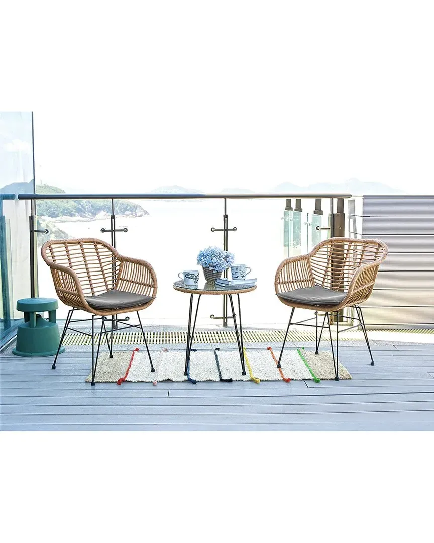 Antibes 1.0 Patio 2-Person Seating Group with End Table - Tan image