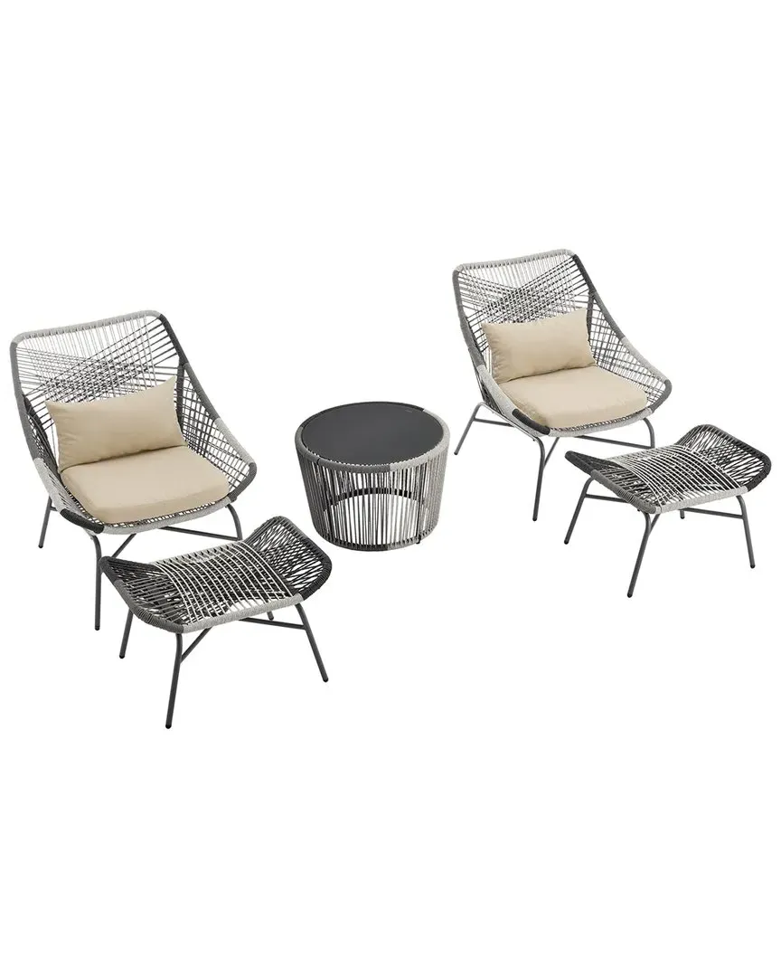 Ashland 5-Piece Patio Conversation Set - White, Steel