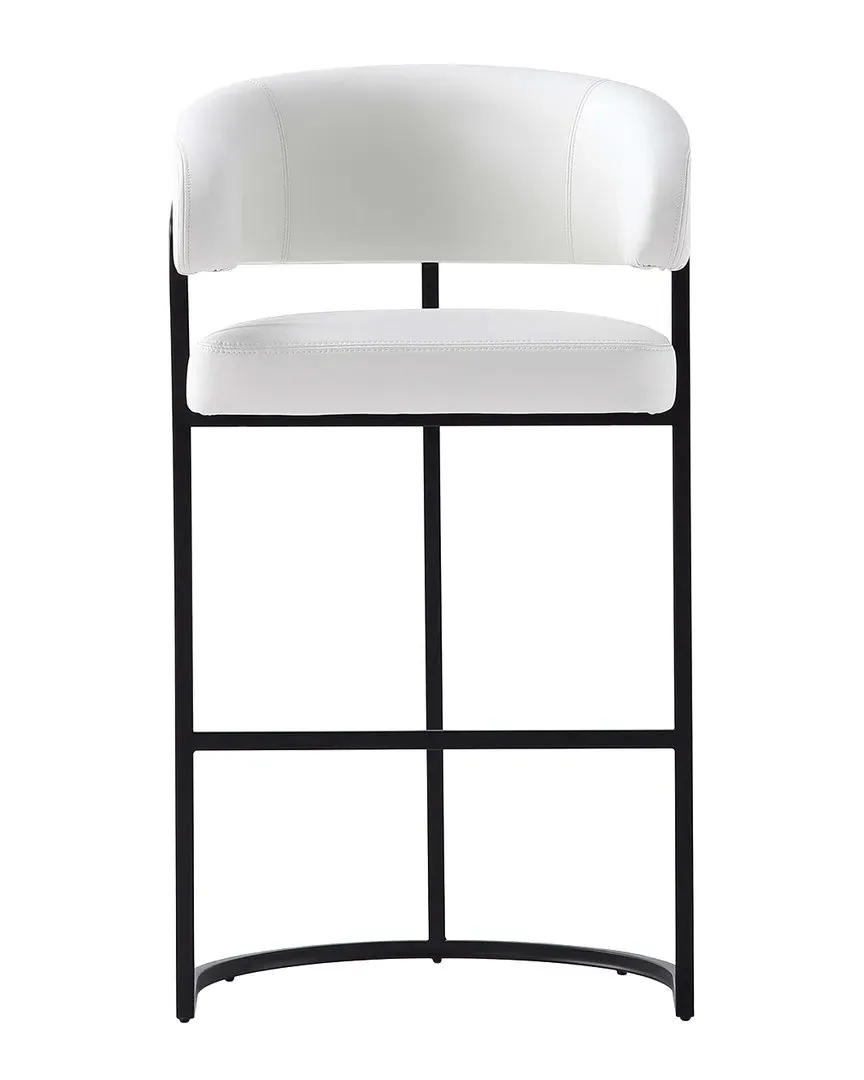 Augusta Barstool with Backrest - White, Metal