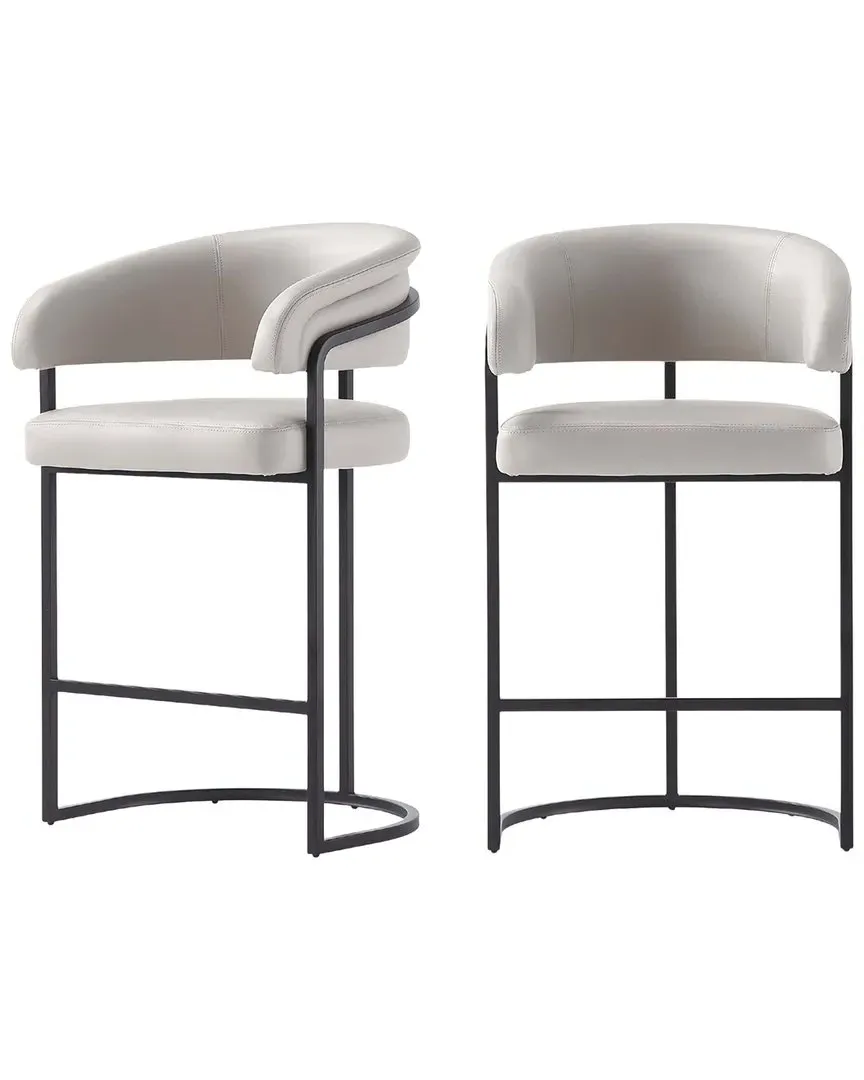Augusta Set of 2 Counter Stools with Backrest - Light Grey image