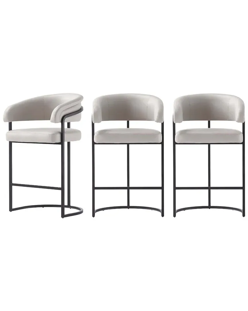 Augusta Set of 3 Counter Stools with Backrest - Light Grey image