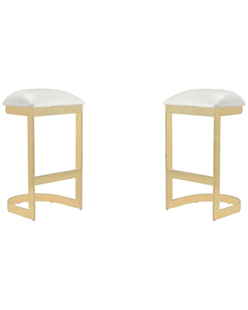 Aura Bar Stool - White, Stainless Steel