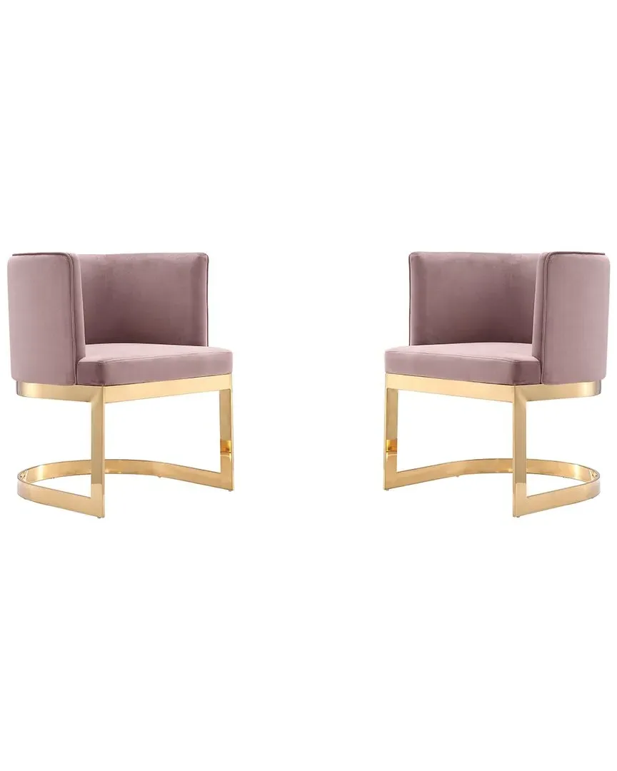 Aura Set of 2 Dining Chairs - Blush, Stainless Steel