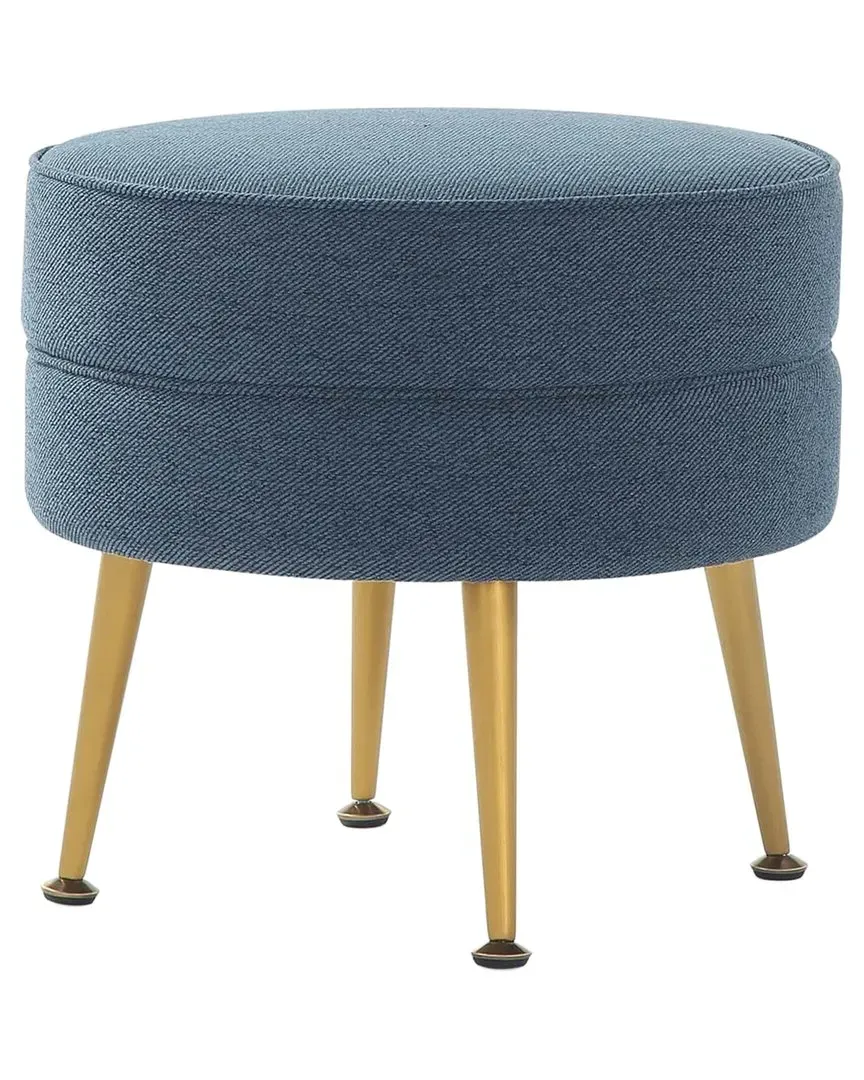 Bailey Upholstered Ottoman - Blue, Polyester Blend