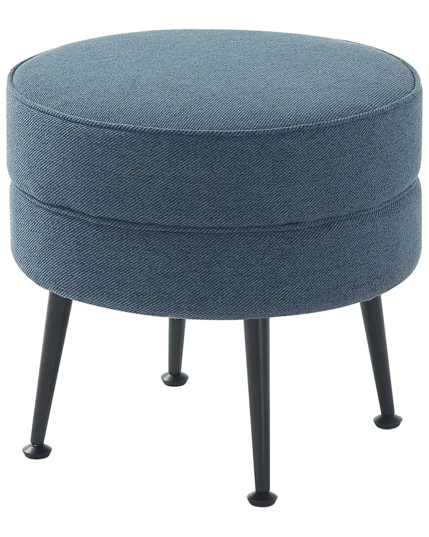 Bailey Upholstered Ottoman - Blue, Polyester Blend image