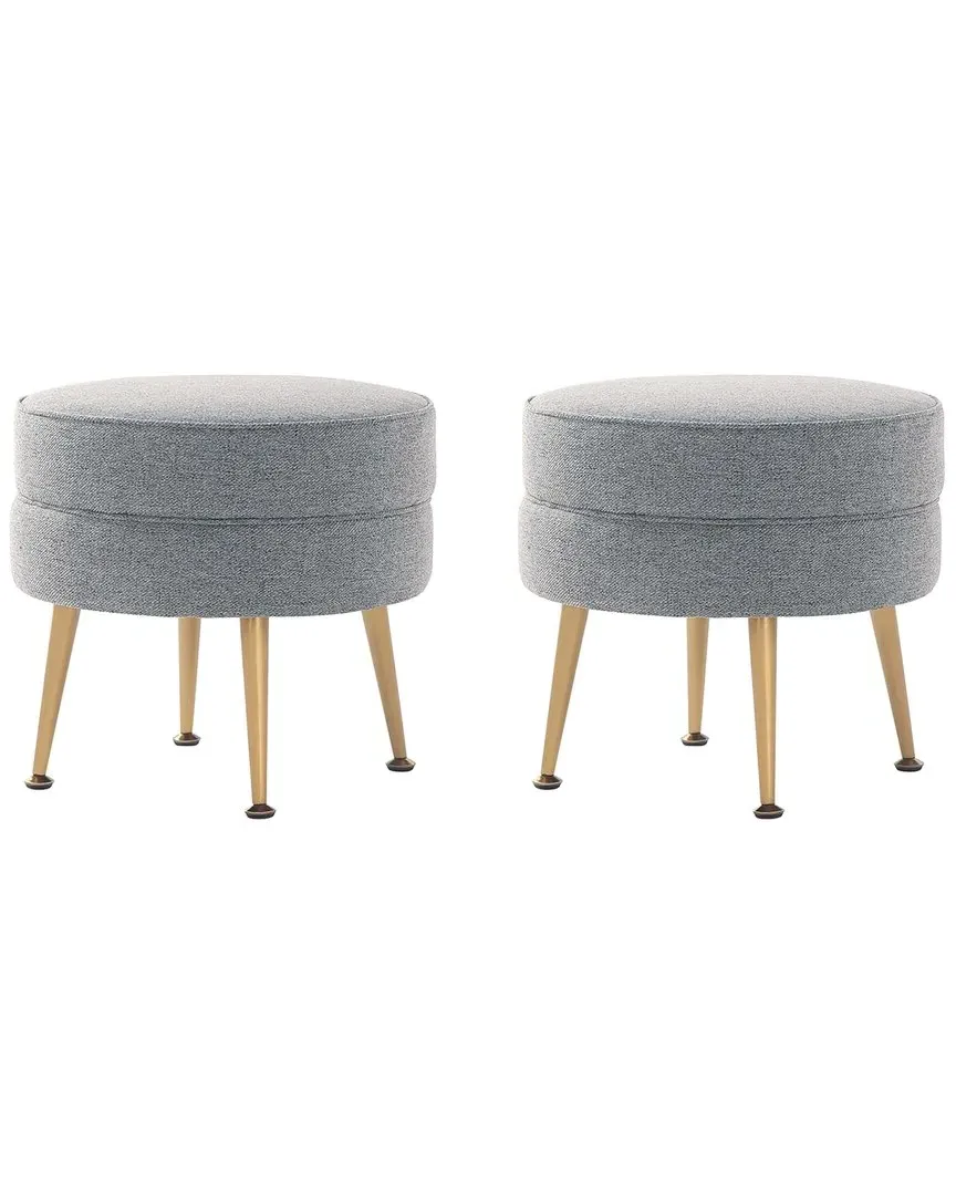 Bailey Upholstered Ottoman - Grey, Polyester Blend
