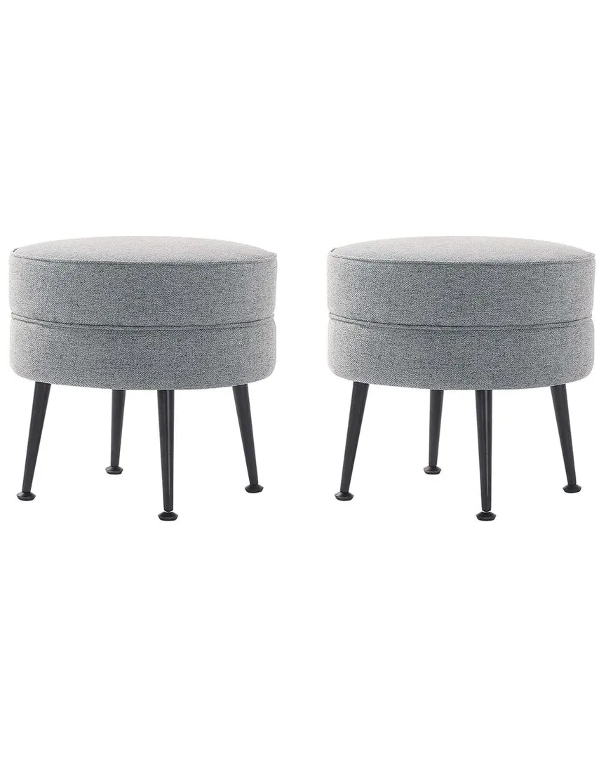Bailey Upholstered Ottoman - Grey, Polyester Blend
