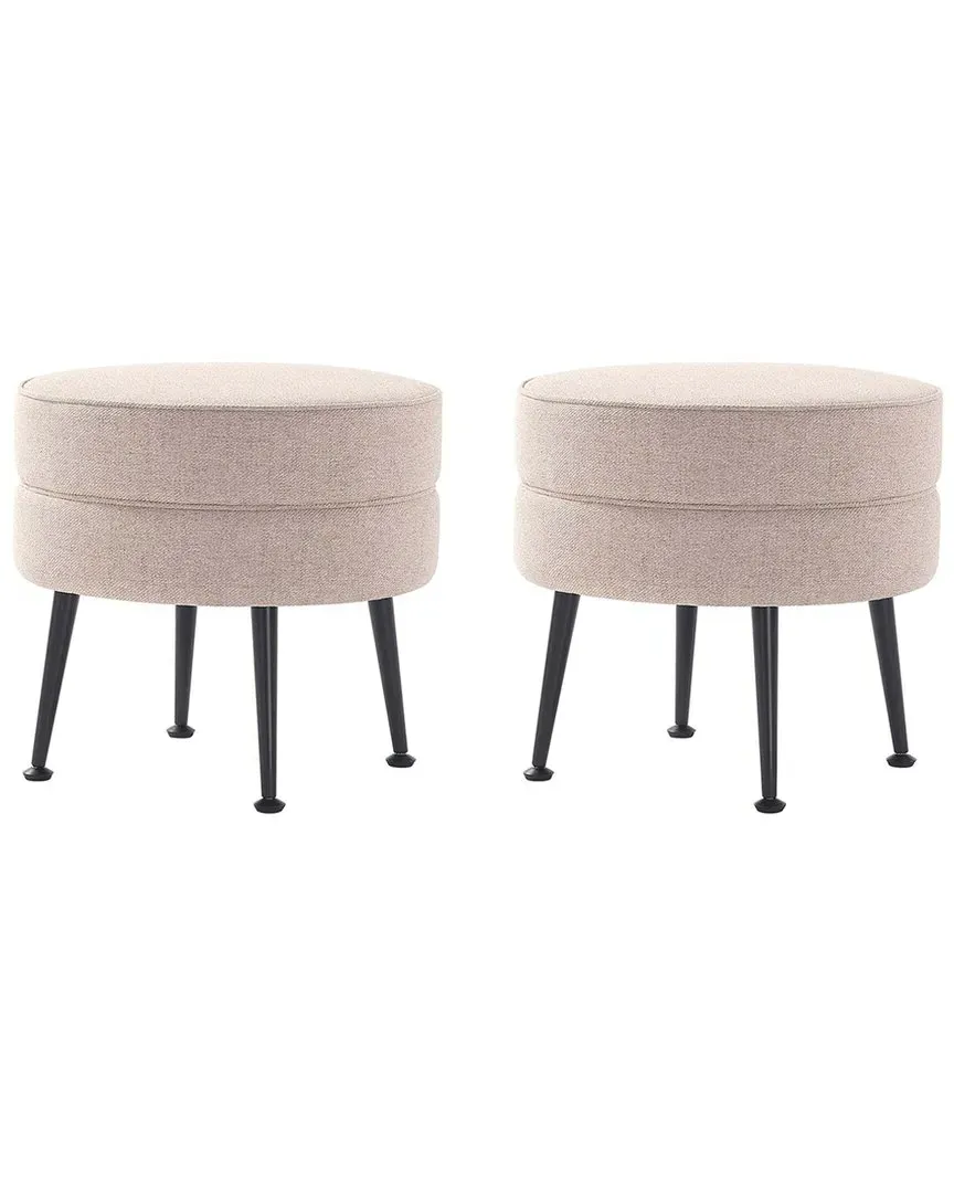 Bailey Upholstered Ottoman - Oatmeal, Polyester Blend