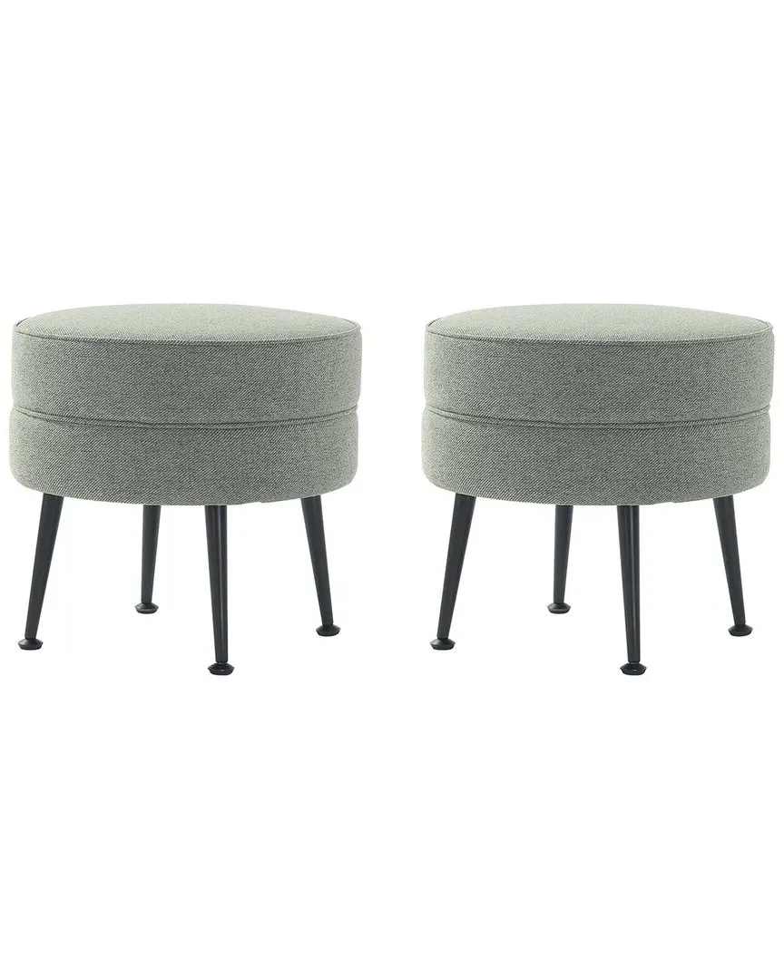 Bailey Upholstered Ottoman - Sage Green, Polyester Blend