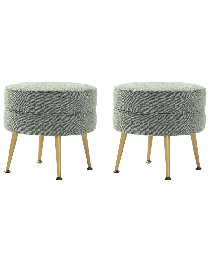 Bailey Upholstered Ottoman - Sage Green, Polyester Blend