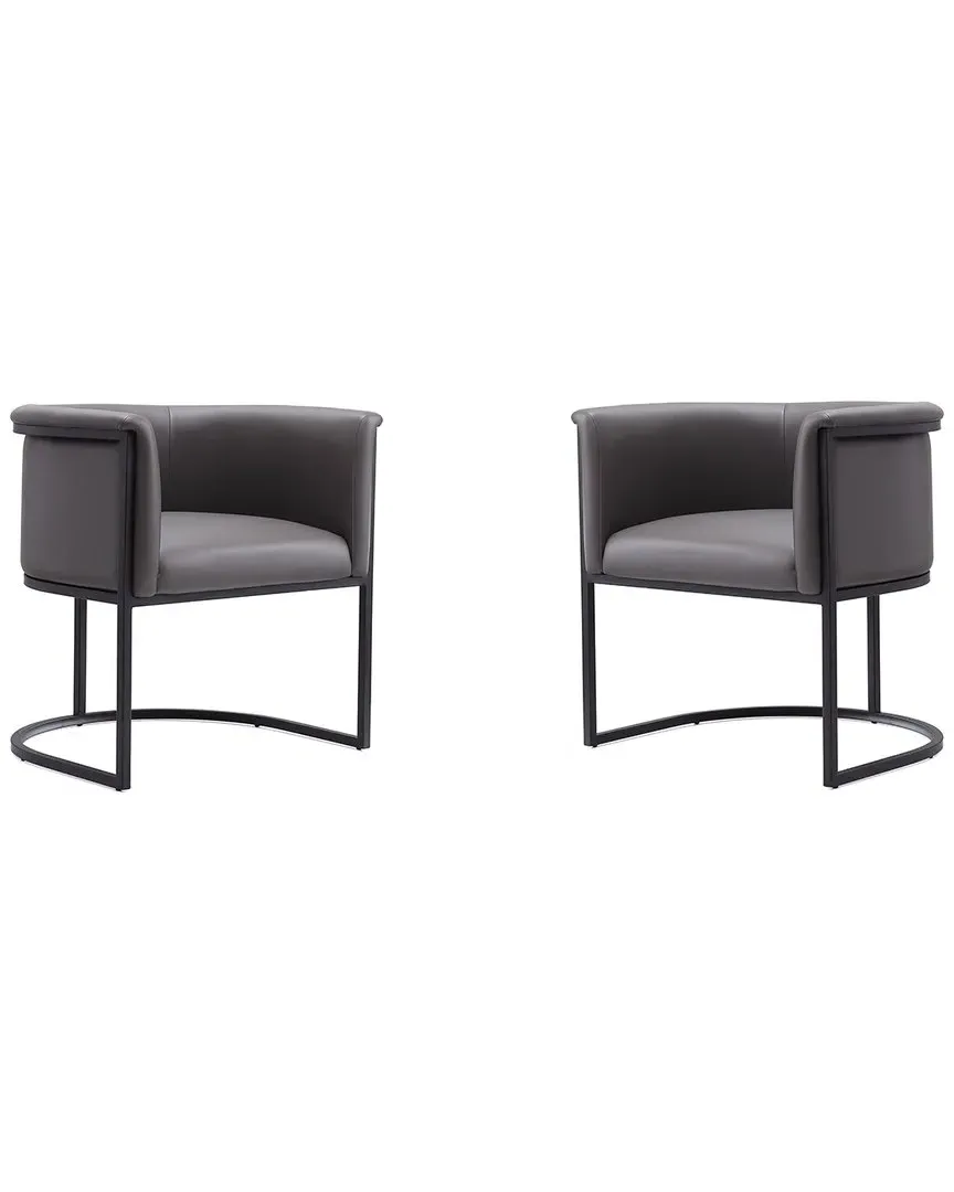 Bali Set of 2 Dining Chairs - Pebble, Metal