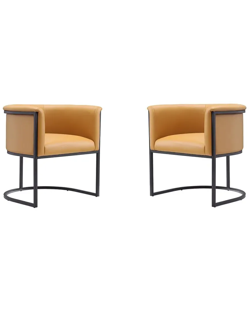 Bali Set of 2 Dining Chairs - Saddle, Metal
