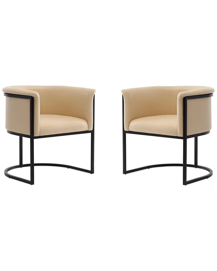 Bali Set of 2 Dining Chairs - Tan, Metal