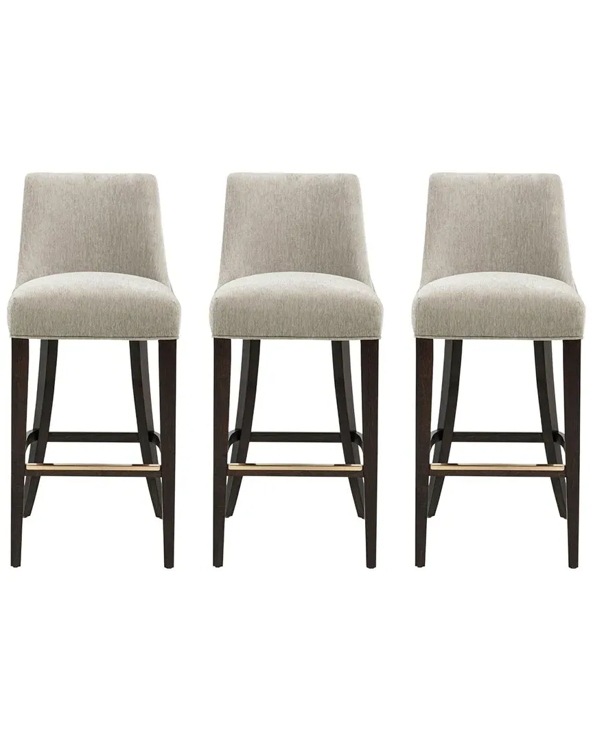 Beever Set of 3 Barstools - Taupe, Chenille