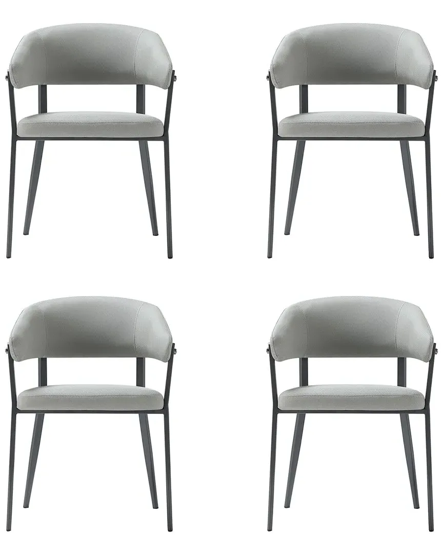 Belle Set of 4 Dining Chairs - Stone Grey, Textured Leatherette image