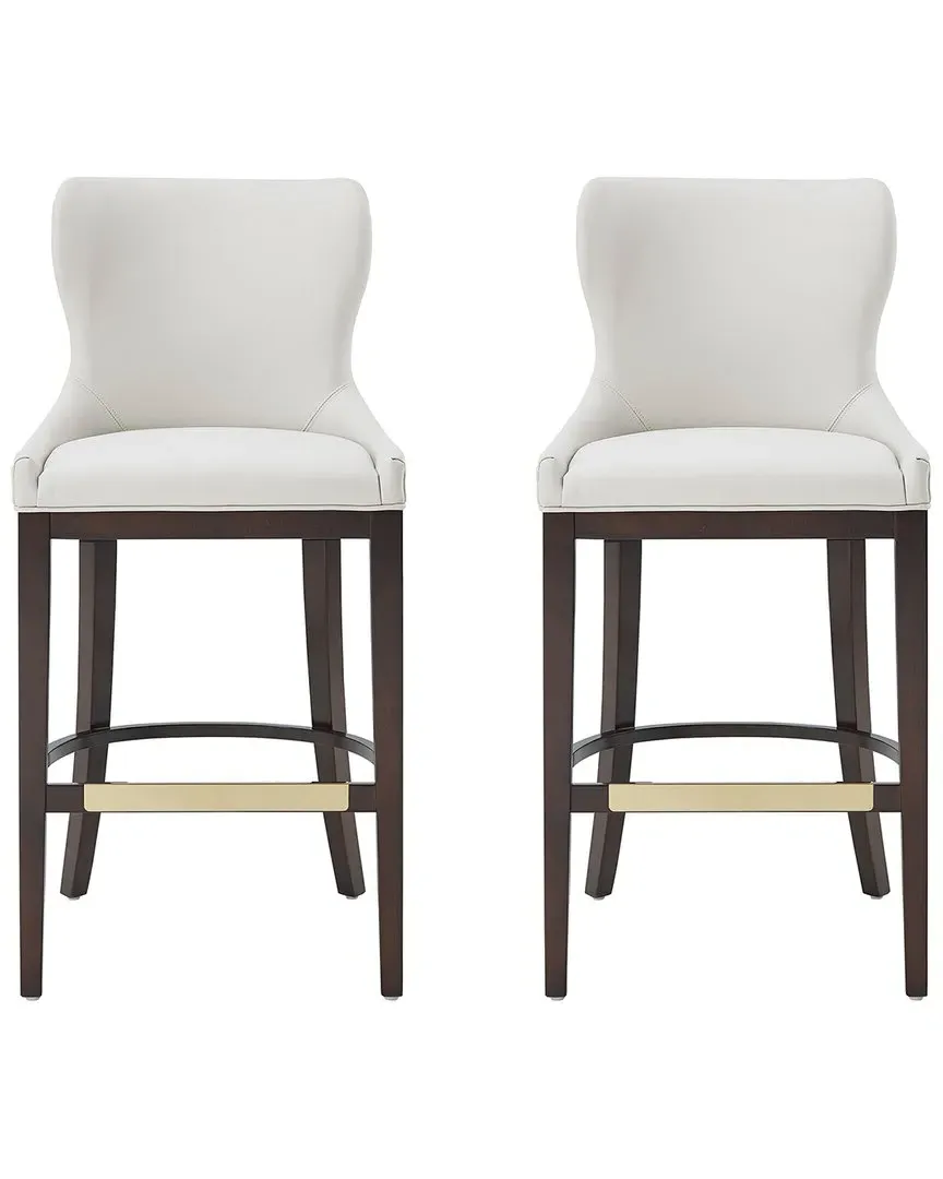 Blair Set of 2 Barstools with Backrest - White, Leatherette