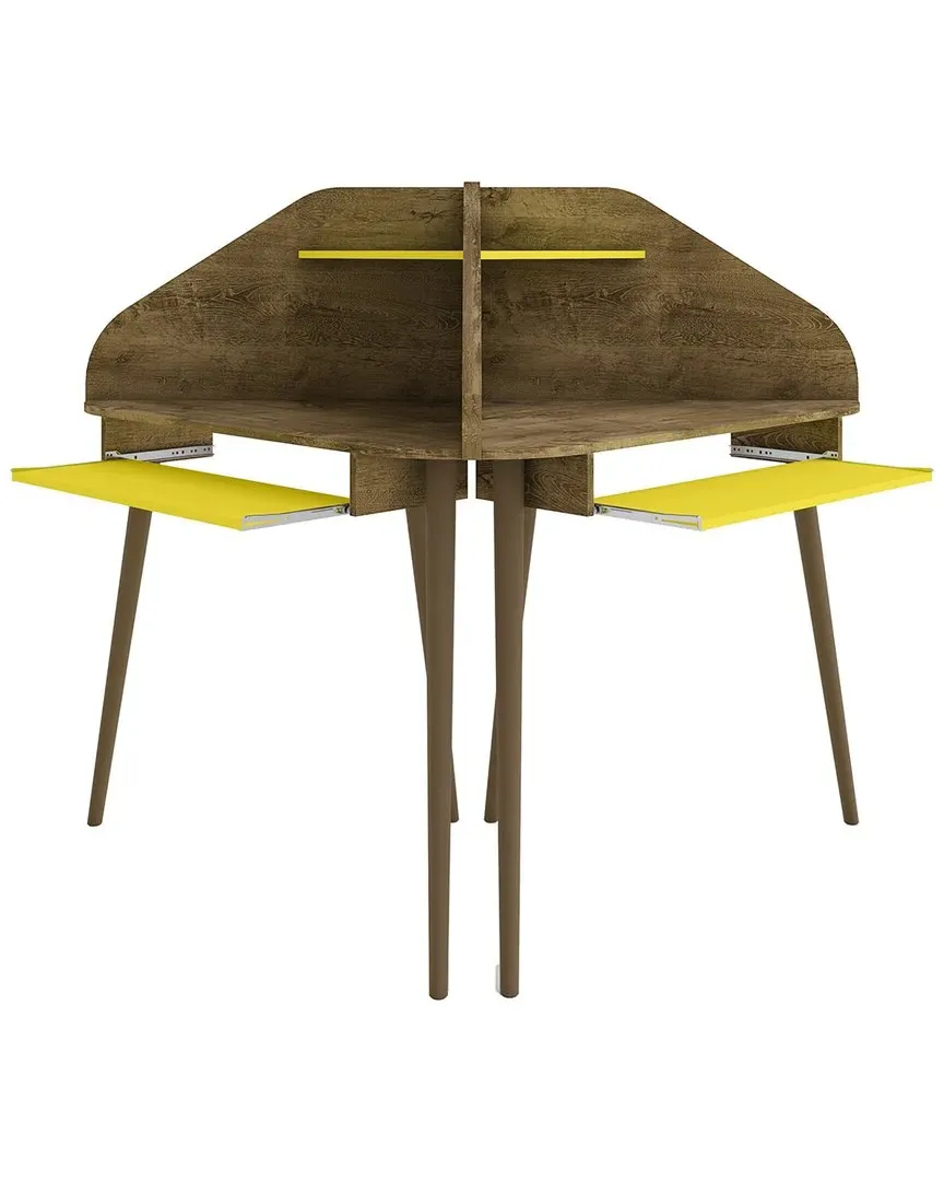 Bradley 4-Piece Round Sectional Desk with Keyboard Shelf - Brown