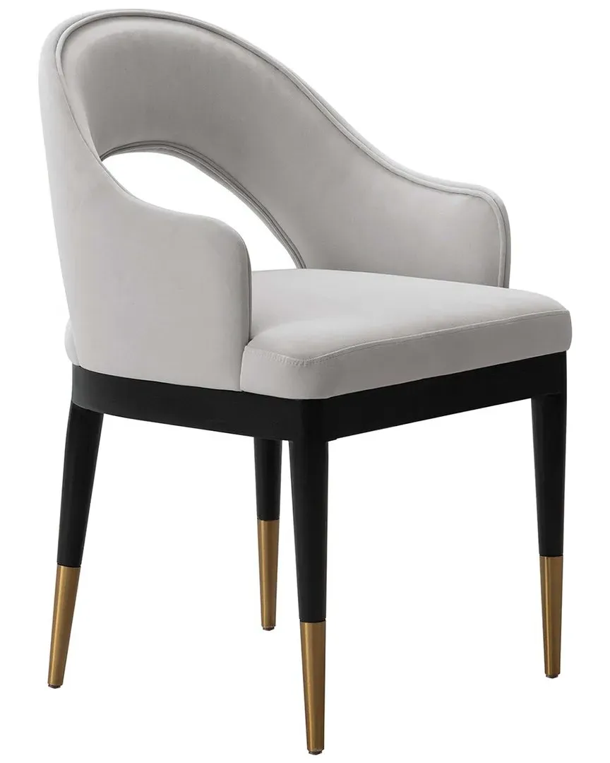 Carrington Velvet Dining Armchair - Grey, Birch Wood image