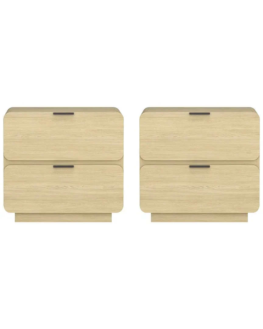 Chrystie 2-Drawer Nightstand Set of 2 - Natural, MDF