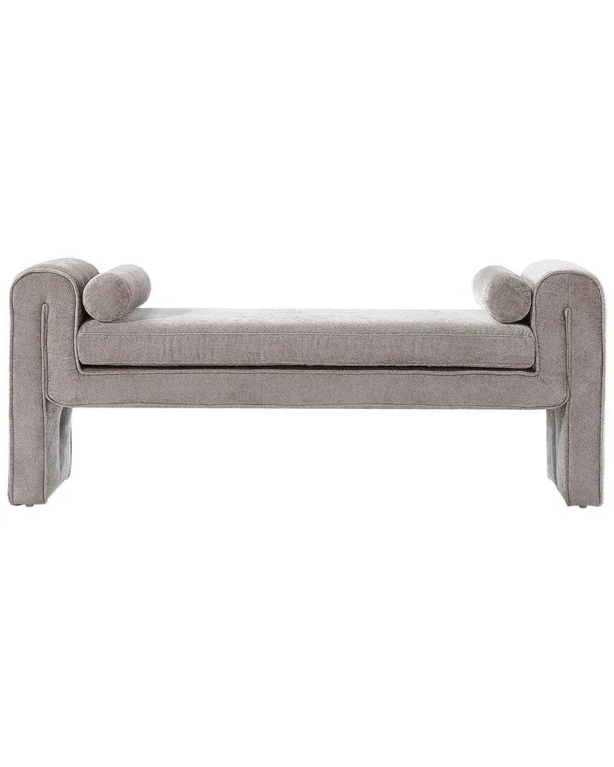 Concord Chenille Bench with Bolster Pillows - Grey
