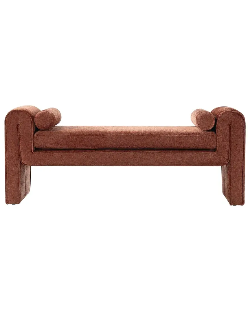 Concord Chenille Bench with Bolster Pillows - Orange