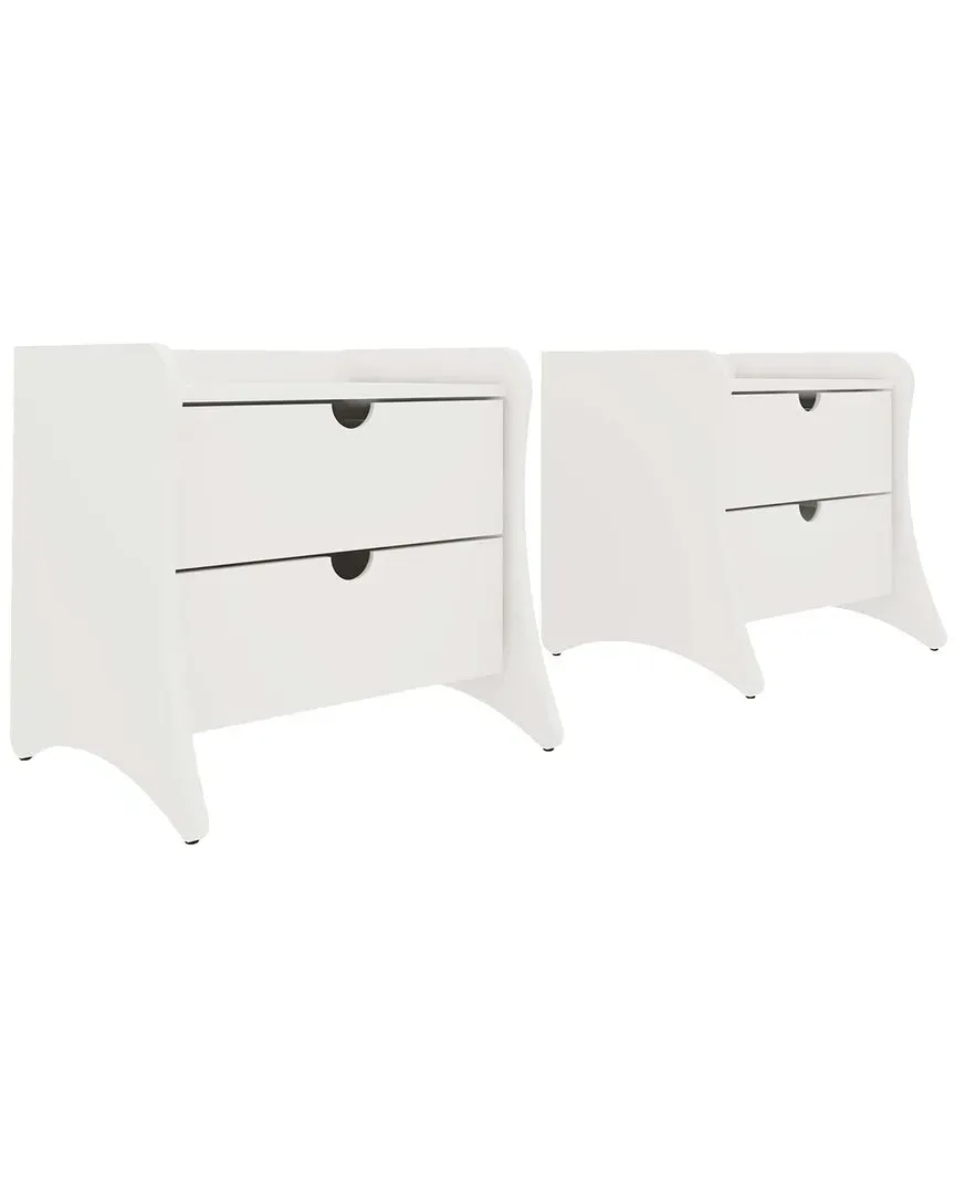 Coney 2-Drawer Nightstand - White, MDF