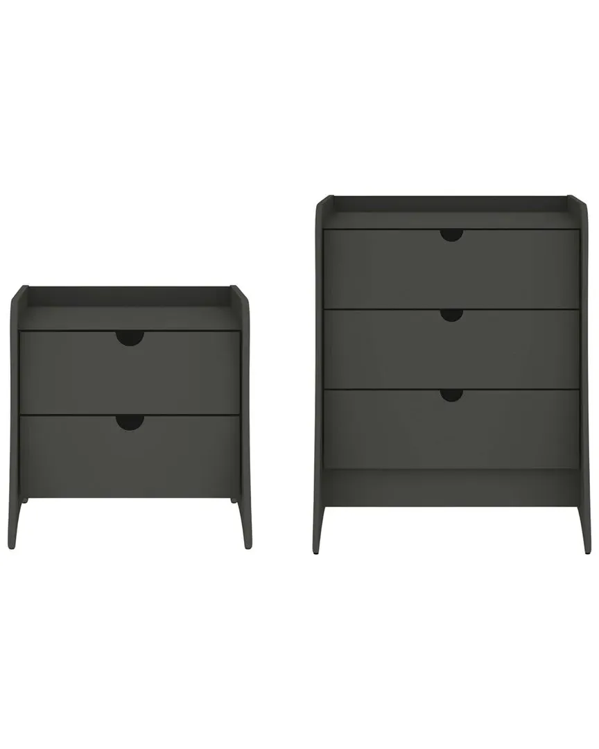 Coney 2pc Dresser & Nightstand Set - Grey, MDF image