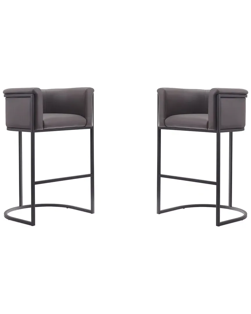 Cosmopolitan Set of 2 Bar Stools - Pebble, Metal