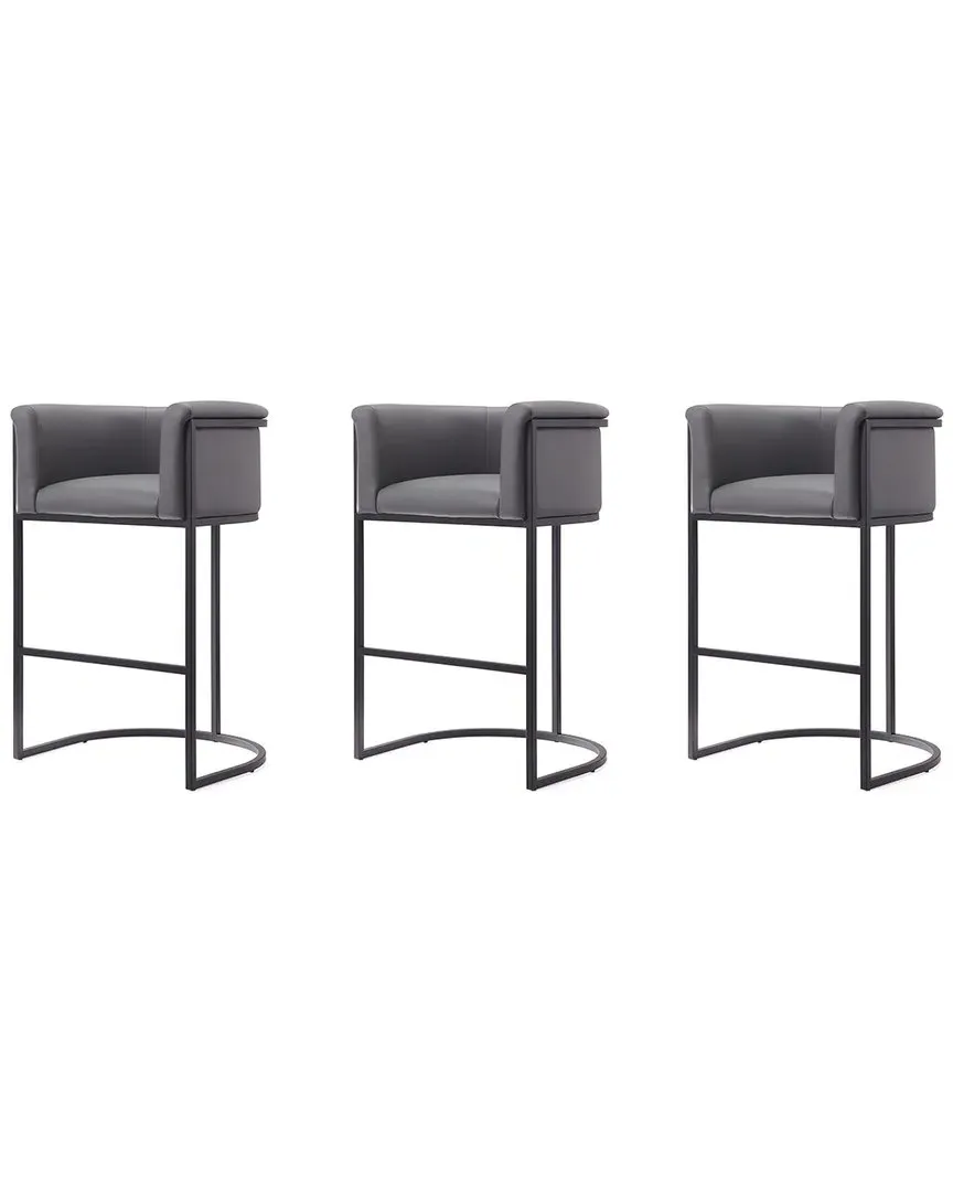 Cosmopolitan Set of 3 Bar Stools - Grey, Metal