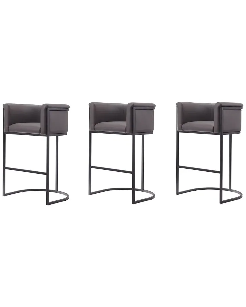 Cosmopolitan Set of 3 Bar Stools - Pebble, Metal