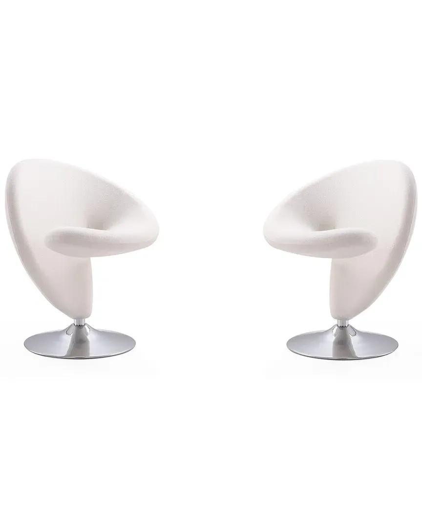 Curl Set of 2 Swivel Accent Chairs - Cream