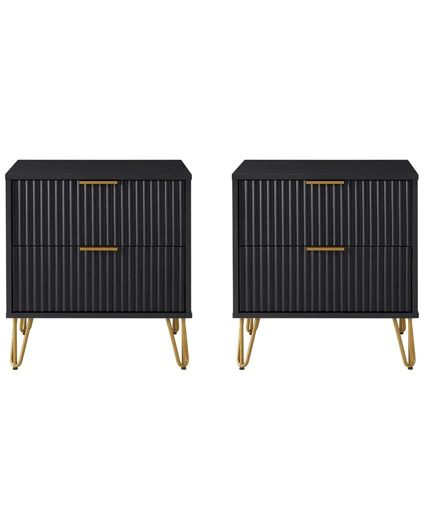 Dumbo 2.0 Nightstand with Drawers - Black, MDF