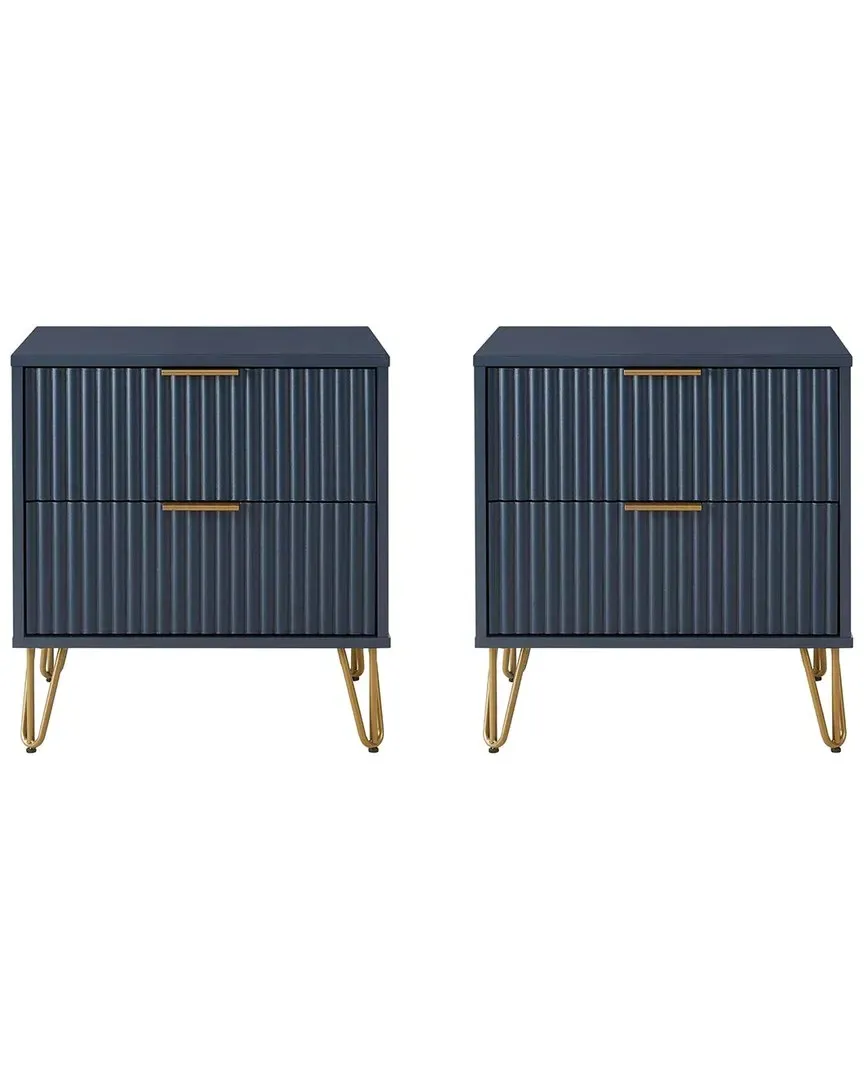 Dumbo 2.0 Nightstand with Drawers - Blue, MDF