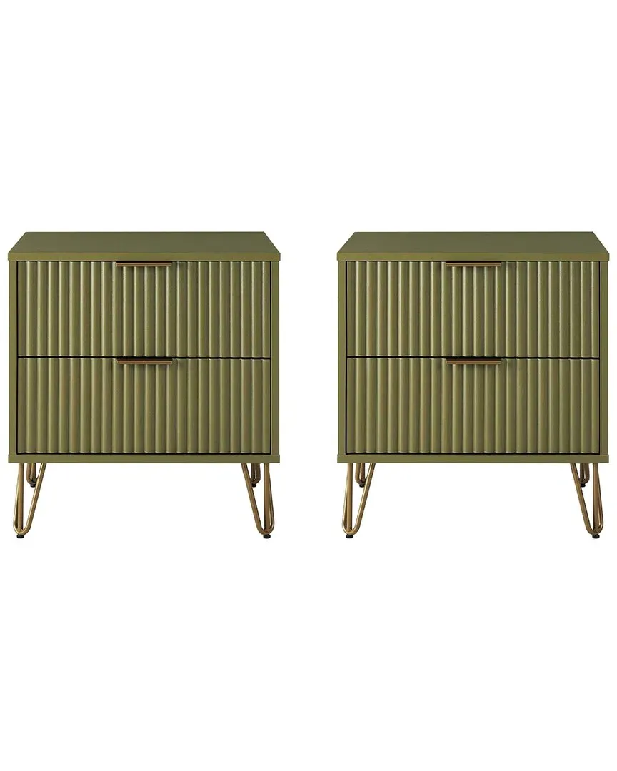 Dumbo 2.0 Nightstand with Drawers - Green, MDF