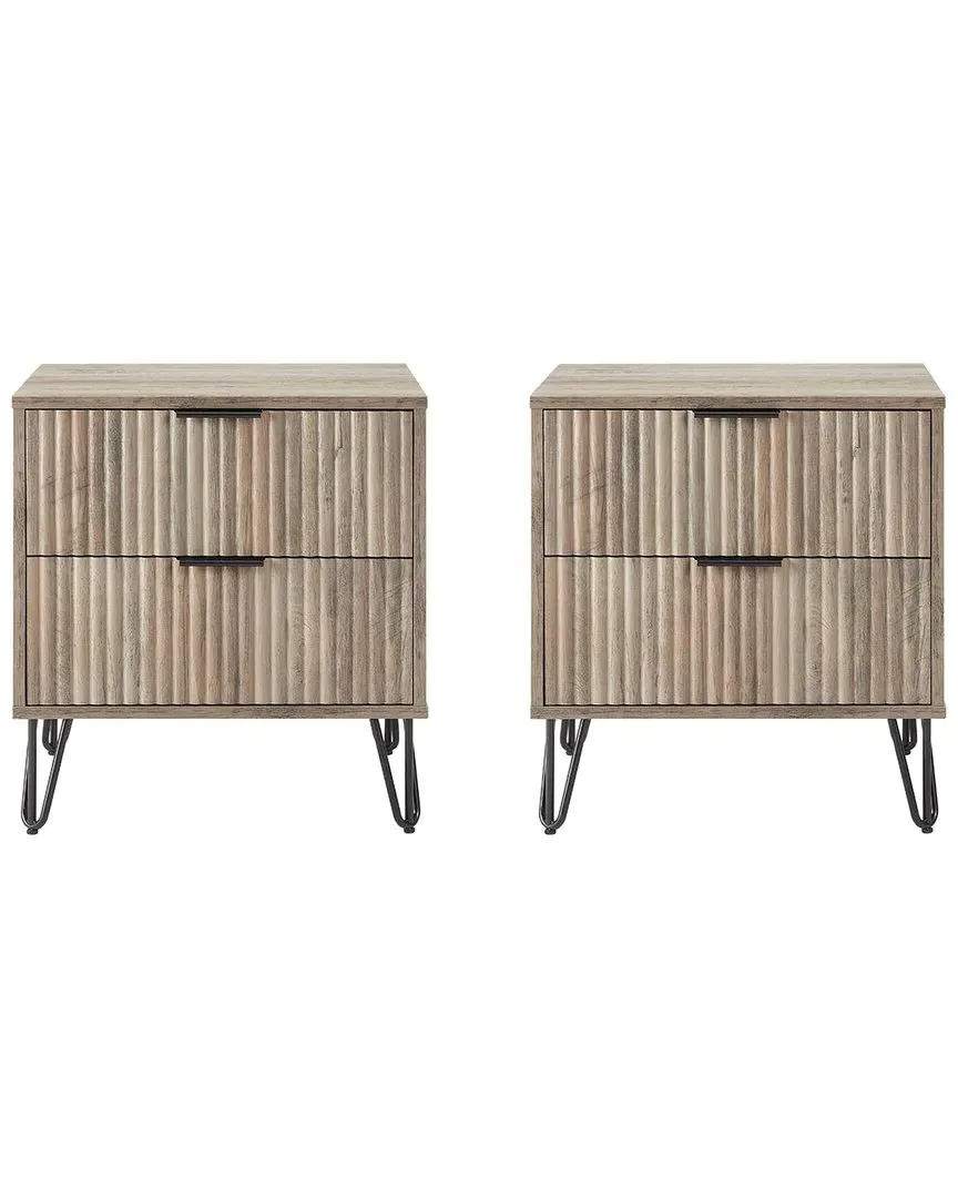 Dumbo 2.0 Nightstand with Drawers - Grey, MDF